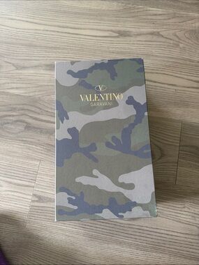 Valentino Camouflage EMPTY SHOES Box in Green, Gray & Blue with Gold Logo